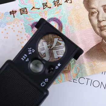 

1pcs 30X 60X LED Mini Pocket Magnifying Lupa Hand Magnifier Portable Jeweler Microscope Currency UV Detector Len Hot Sale
