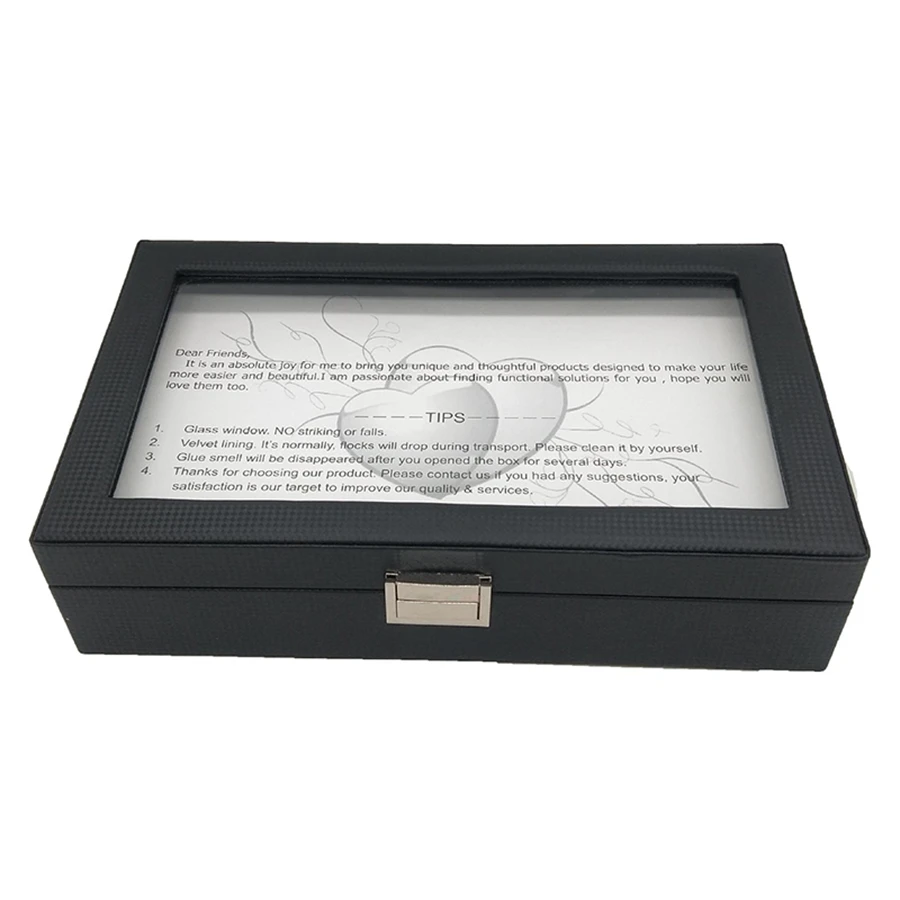 High Class Carbon Fiber 6+3 Mix Grids Watch Box Case Sunglasses Holder Storage Jewelry Collection Glasses Watch Display Holder