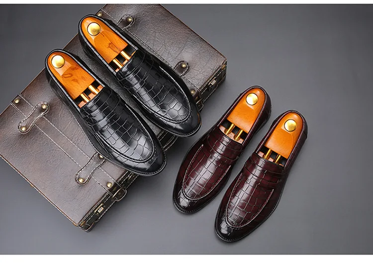Модная мужская обувь с узором «крокодиловая кожа»; большие размеры; кожаная обувь; Повседневная обувь; zapatillas hombre; свадебные модельные туфли; Размеры 37-48