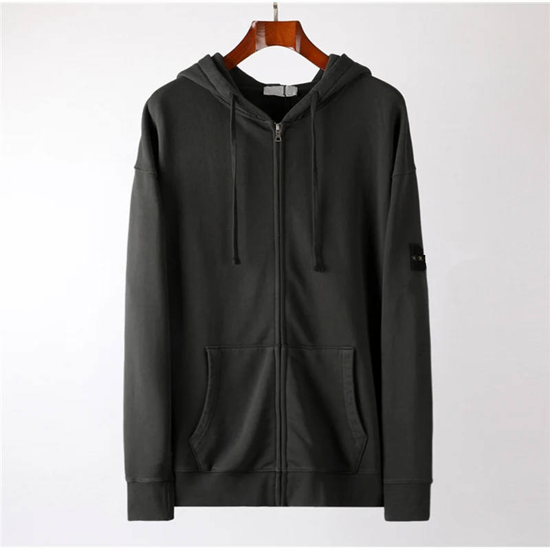 

Topstoney Sweatshirt pullover solid with plush autumn winter cotton hoodie casual loose plush Men and women Zip-up Hoodie