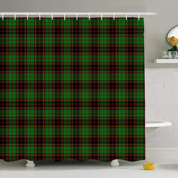 

Shower Curtain Set with Hooks 60x72 Patterned Tile Pattern Clan Buchan Decoration Classic Tartan Abstract Black Irish Red