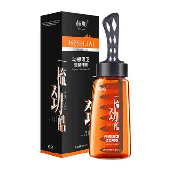 전문 헤어 왁스 젤 빗 포함, 오래 지속되는 푹신한 헤어 포마드 왁스 머드, 남성 헤어 크림, 살롱 스타일링 젤 도구, 2 인 1