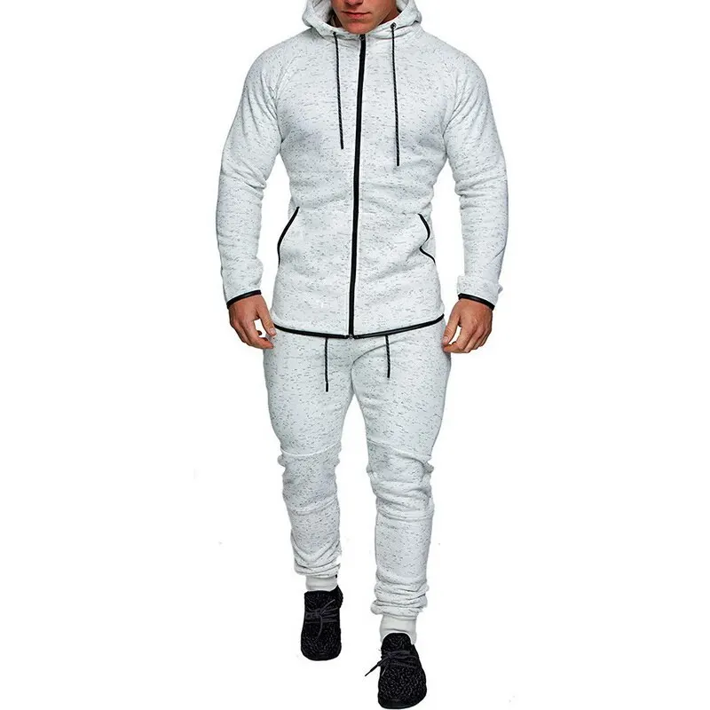 White Shujin Мужская Новая модная Толстовка спортивный костюм одежда для фитнеса одежда для бега Спортивная повседневная одежда соответствующий спортивный кардиган спортивные штаны - Цвет: White