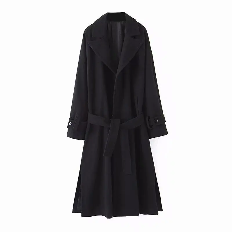 

2019 Autumn And Winter New Style Europe And America Big Brand with Belt Long Elegant Trench Coat Women's 1-70-2152