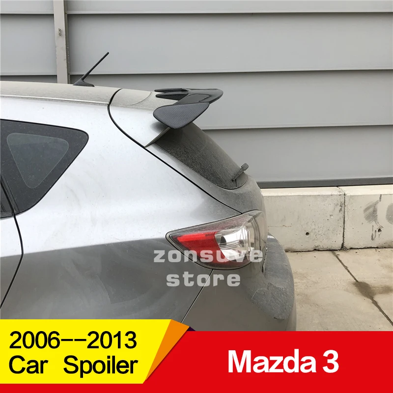 Использовать для mazda 3 хэтчбек спойлер 2006-2013 год глянцевое углеродное волокно/FRP заднее крыло крыла спортивные аксессуары