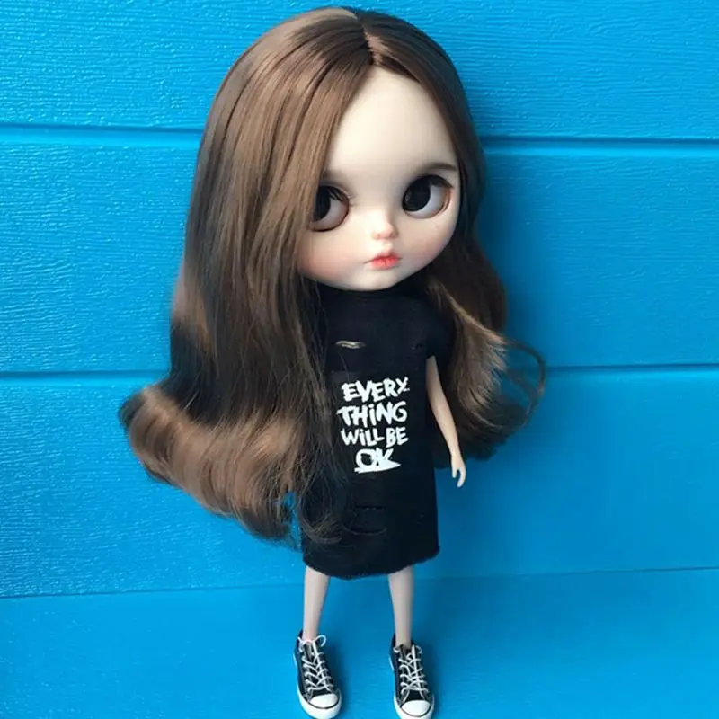 black 1 шт. 1/6 кукла Blyth одежда длинная футболка платье для Барби юбки кукольные аксессуары(fit Blyth, Pullip, Azone, Licca, кукла 1/6 - Цвет: black