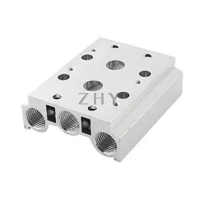 1/4PT трубка с резьбой отверстие алюминий 2 ряда коллектор соленоидный воздушный пилот клапан база