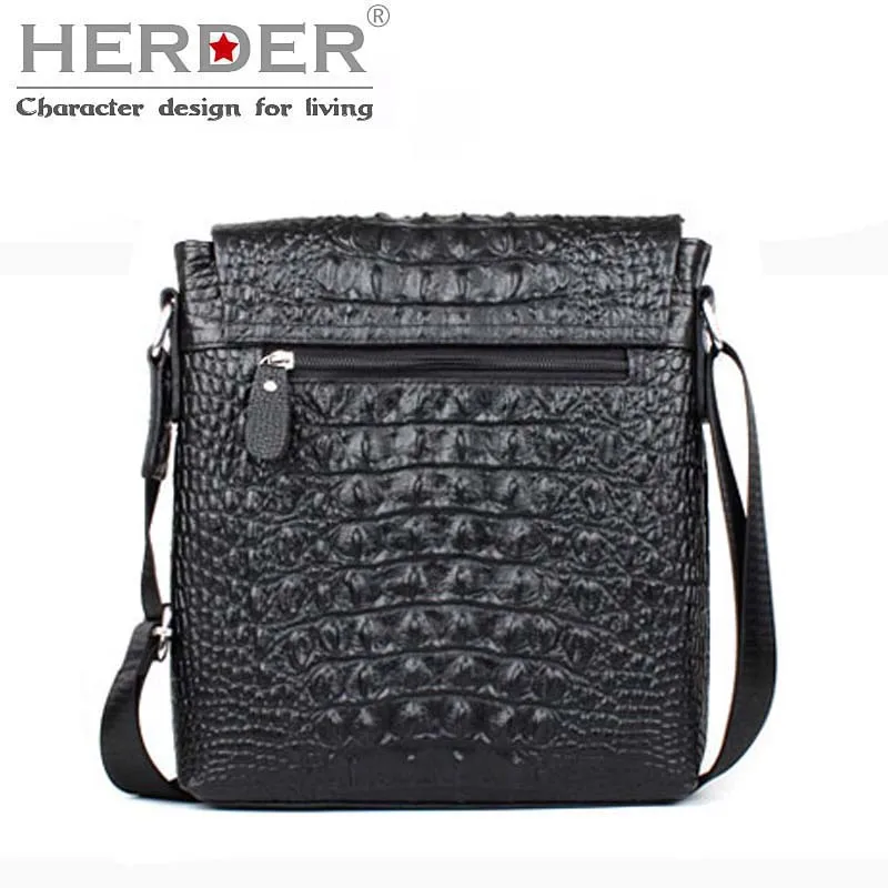 Кожаная сумка HERDER с узором «крокодиловая кожа», мужская сумка-мессенджер, мужская сумка на плечо