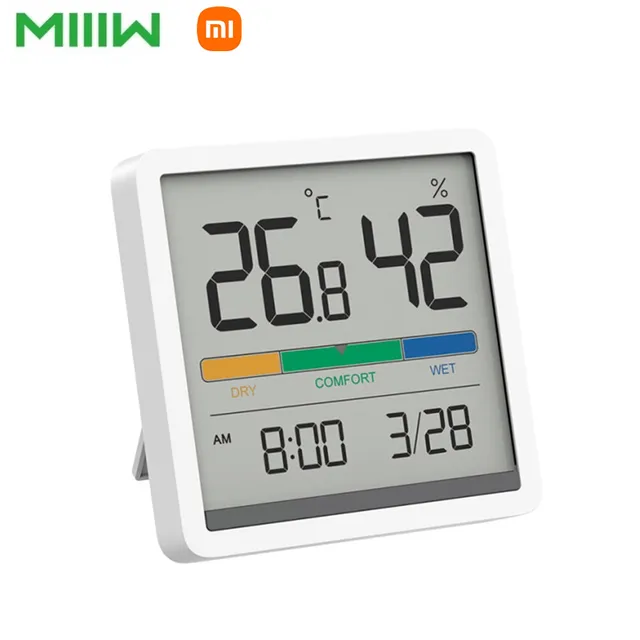 Xiaomi mijia Miiiw Mute Temperature And Humidity Clock Home Indoor High-precision Baby Room C/F Monitor 3.34inch Huge LCD Screen 1