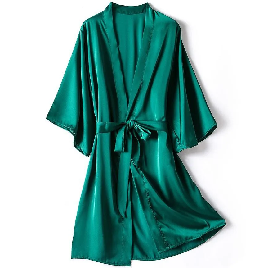 Women Sleepwear Sleepwear Pajamas Kimono Bathrobe Gown Female Robe Set Satin Sleepwear Casual Nightgown Bridal Wedding Gift Sexy Nightwear Intimate Lingerie
