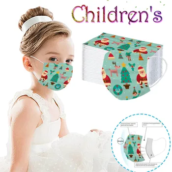 

Unisex Printed Christmas Soft Disposable Masks Children 3-Layer Dustproof Protective Masks Safety Air Fog masque enfant maschere
