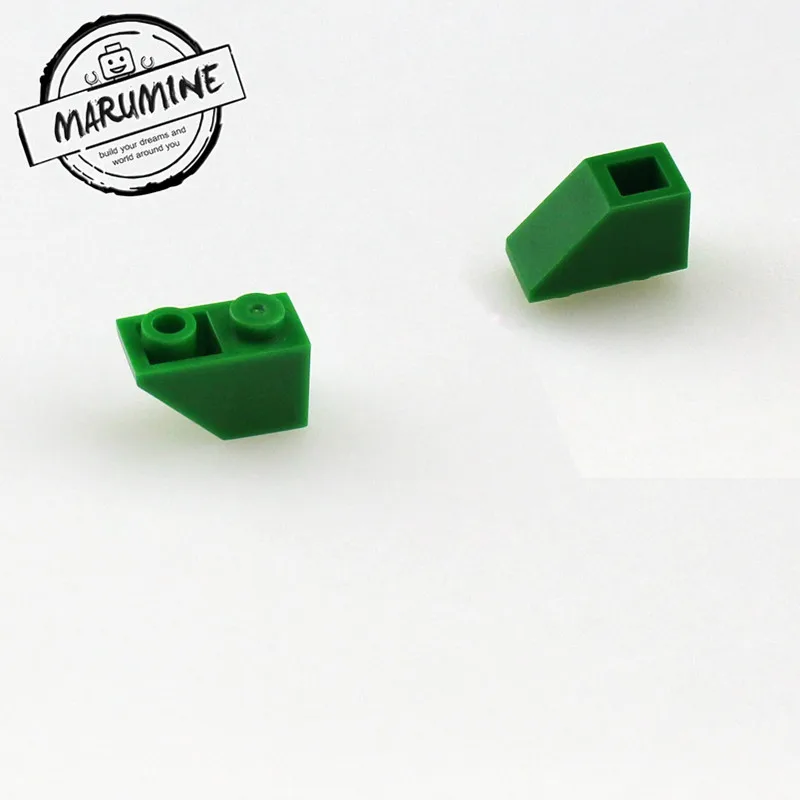 MARUMINE кирпичи игрушки 200 шт./лот 2x1 перевернутый склон кирпич MOC строительные блоки Совместимые образовательные DIY игрушки Классический создатель - Цвет: Зеленый