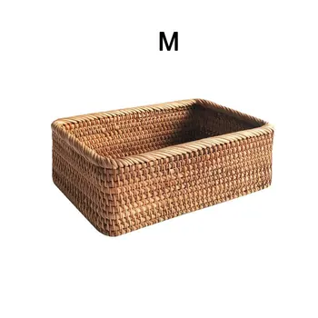 

Manual Rectangular Weaving Fruit Miscellaneous Food Snacks Tray Picnic Storage Box Home Kitchen Items Ornament Supplies