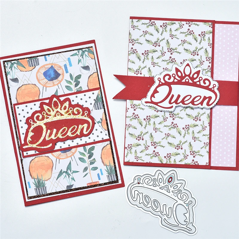 

Naifumodo King Queen Letter Metal Cutting Dies Crown Word Scrapbooking For Making Cards Decorative Embossing DIY Crafts Stencils