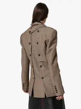 

IHOBBY Back Button Women Plaid Blazer Mujer Autumn New European Station Original Design Female Blazers and Jackets