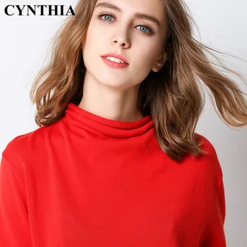 

CYNTHIA 2020 Spring New Style Pure Cotton Base Half-Turtle-Neck Long Sleeve WOMEN'S Knitted Sweater Casual Loose Short Sweater