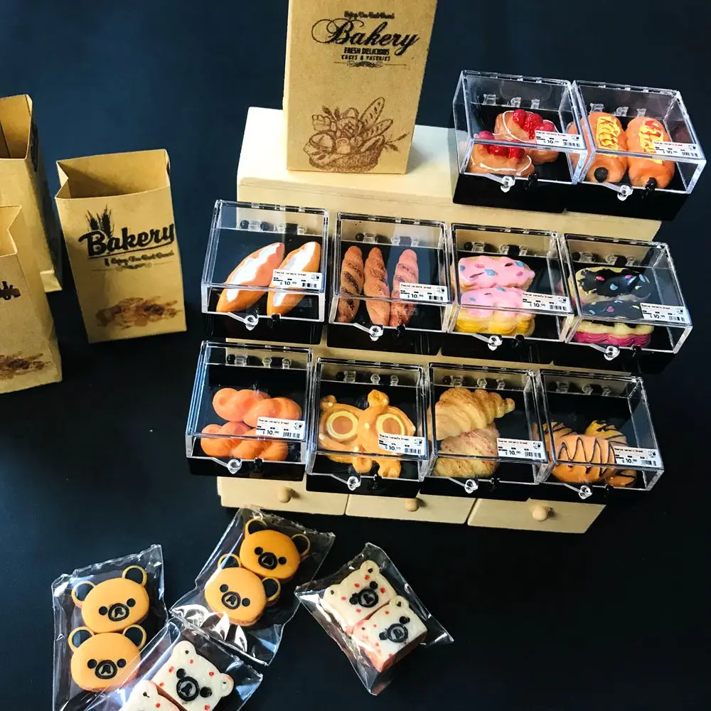 1/6 Scale Miniature Dollhouse Bread Cake Milk Simulation Mini Foods for Barbies Doll Kitchen Pretend Play Baking Toys 4