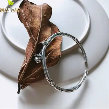 

Flyleaf Vine Rose Flower Real 925 Sterling Silver Bracelets For Women Fine Jewelry Cuff Bracelets & Bangles Vintage High Quality
