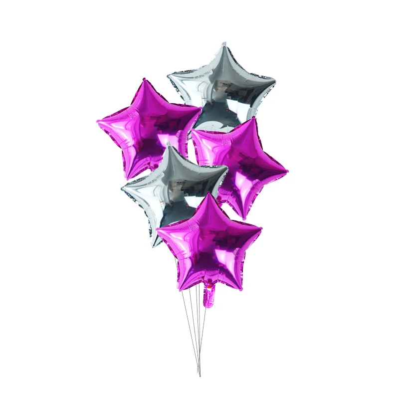 5pcs star balloons-J Красное Сердце Звезда фольгированный шар с днем рождения металлические хромированные шары детский душ свадебный Декор День Святого Валентина баллон гелия - Цвет: 5pcs star balloons-J