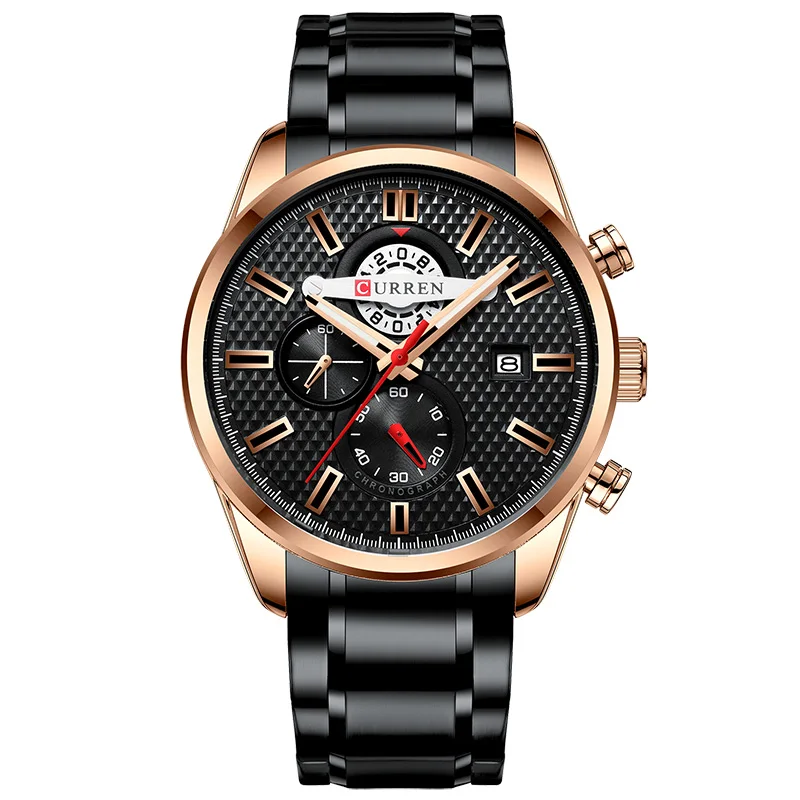 Rose Black Новинка Curren Часы мужские Топ люксовый бренд Модные Спортивные кварцевые мужские s часы из нержавеющей стали с хронографом мужские часы Relogio Masculino - Цвет: Rose Black