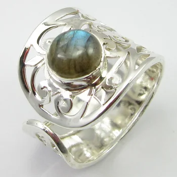 

Solid Labradorite Ring Sz 9 Face Width 18 mm Wholesale Gift Unique Designed