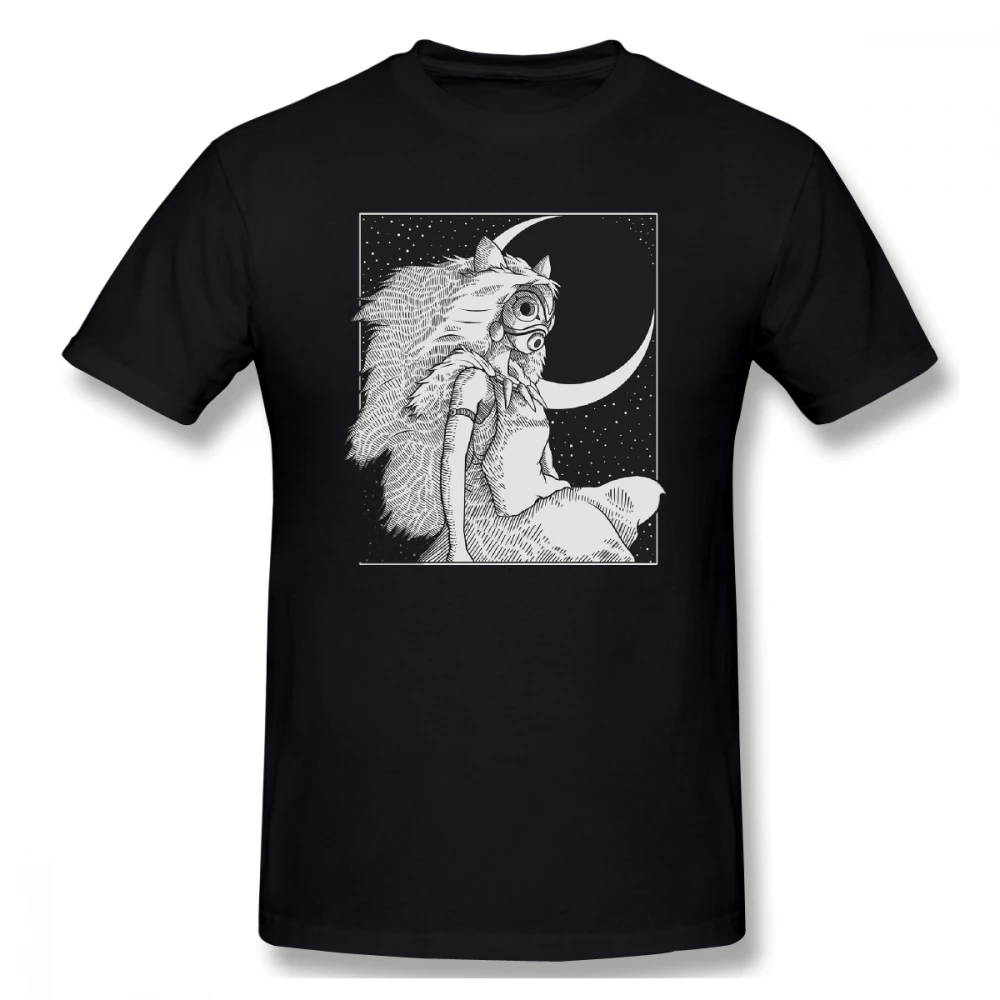 

100% cotton Mononoke Drawing print casual mens o-neck t shirts fashion Men's Basic Short Sleeve T-Shirt