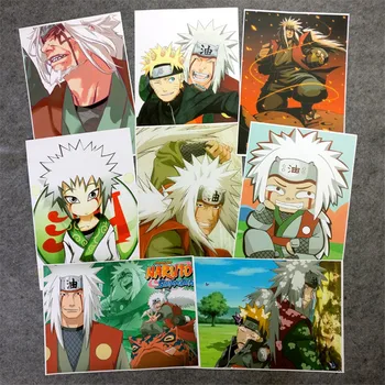

8 pcs/set Anime NARUTO poster Jiraiya Gama Sennin Ero-sennin figure wall pictures room stickers toys A3 Film posters