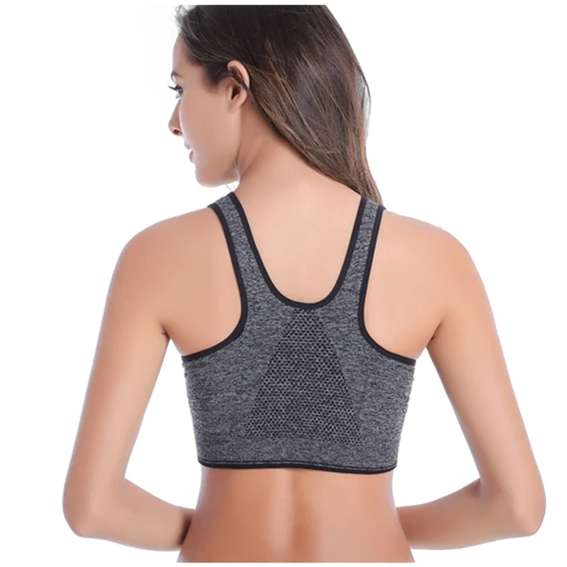 WANAYOU Zipper Yoga Bra Top S XL Women Padded Yoga Sports Top Breathable Workout Running Fitness