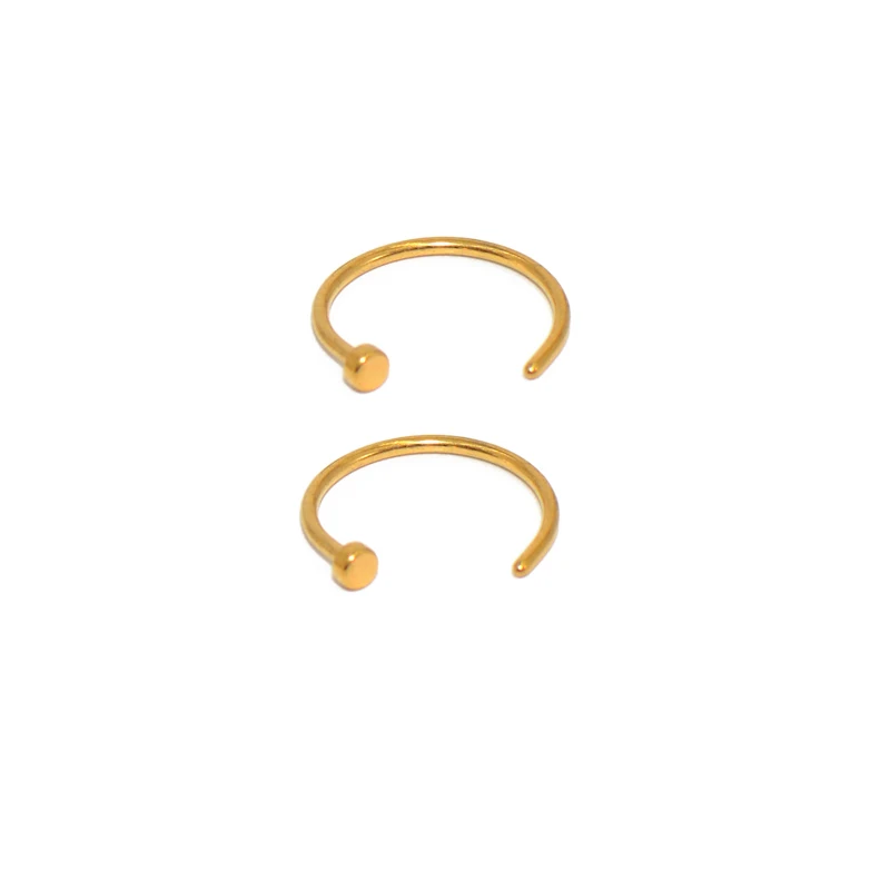 Gold 2PCS 316L хирургическая сталь поддельная перегородка кольцо в нос серебро золото Зажим для тела обруч для женщин перегородка пирсинг клип ювелирные изделия подарок 20 г - Окраска металла: Gold 2PCS