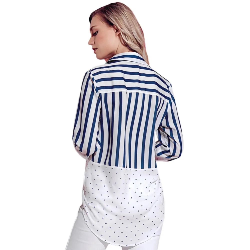 Женская рубашка с длинными рукавами, Новинка осени, Европейская и американская Женская однобортная рубашка в полоску с воротником