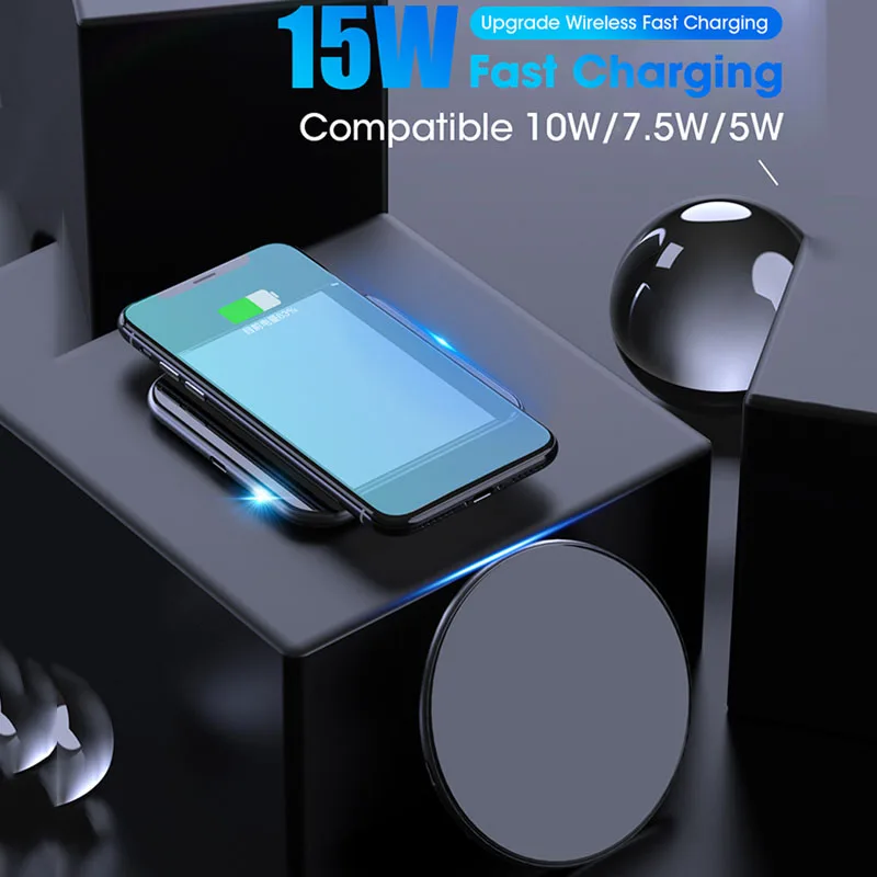 

15W QI Fast Wireless Charger Mat QI Charging Pad for Huawei P30 Pro Mate 20 Pro RS iPhone X XR 8 Samsung S9 S10+ Note 9 8 LG G7