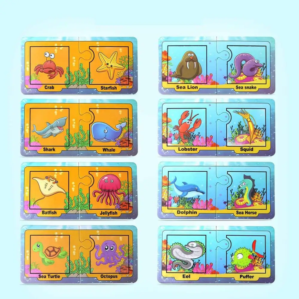 marine life 16 шт./компл. Животные Тема воды Рисование карты с 1 ручка многоразовые доска для рисования Doodle граффити открытки Обучающие игрушки-пазлы - Цвет: marine life
