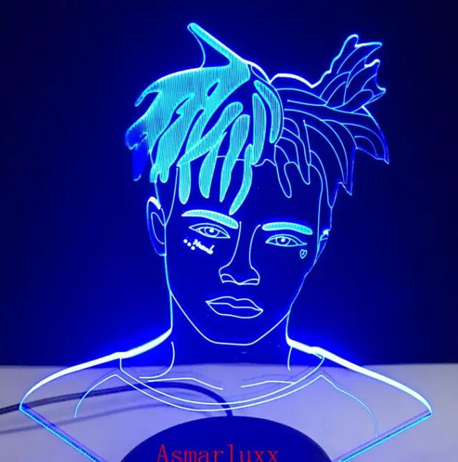 Model 1 XXXTentacion MJ Billie Eilish Johnny Hallyday 3D лампа Иллюзия светодиодный USB сенсорный RGB 7 цветов Фредди Меркьюри певец подарки другу - Испускаемый цвет: Model 1
