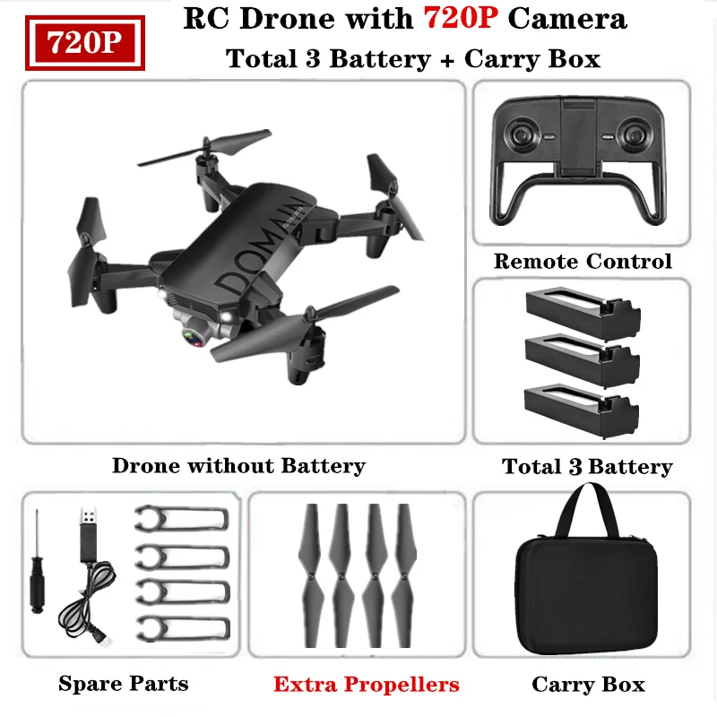 R7 RC Дрон 4K с широкоугольной HD камерой wifi FPV складной пульт дистанционного управления Квадрокоптер RC Вертолет VS E58 SG706 Дрон игрушка подарок - Цвет: 720P Carry Box B3