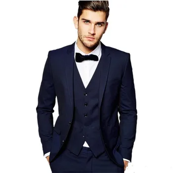 

New Men’s Suit Smolking Noivo Terno Slim Fit Easculino Evening Suits For Men Navy Blue Groom Tuxedos Man Prom Party Wear(Jacket+