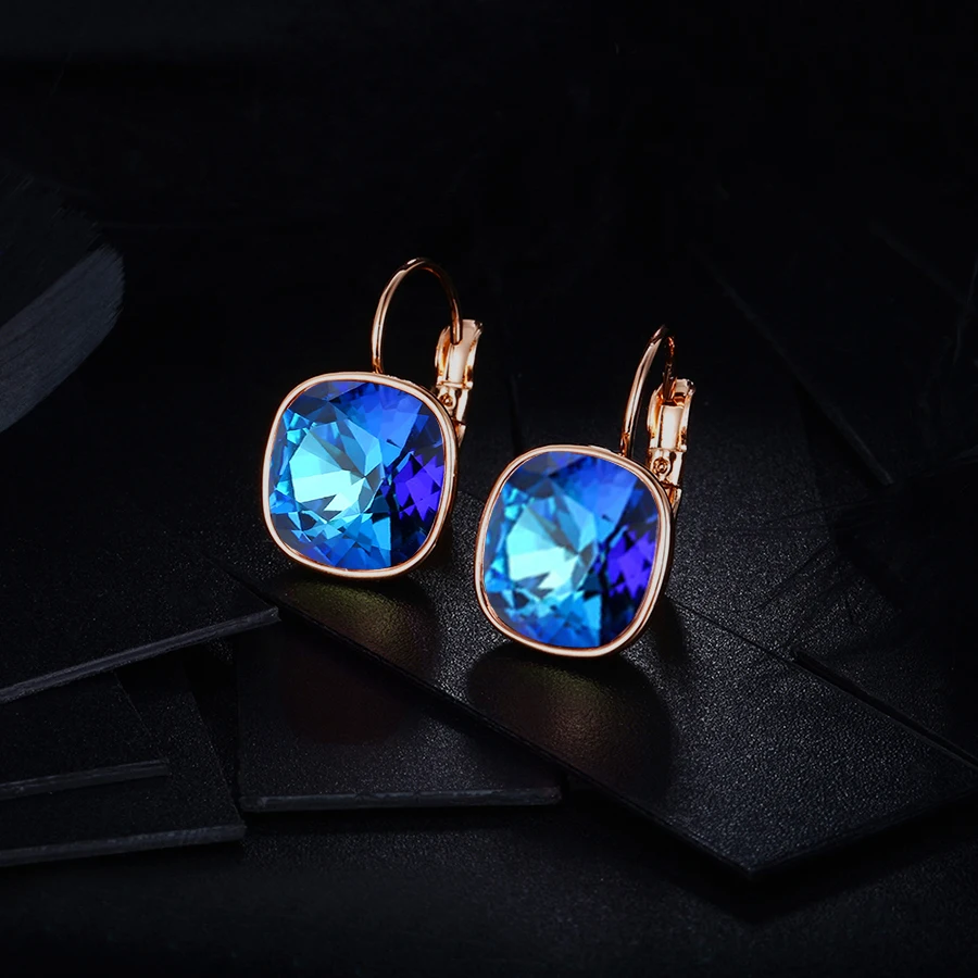 Квадратные серьги кольца с австрийским кристаллом для женщин свадебные