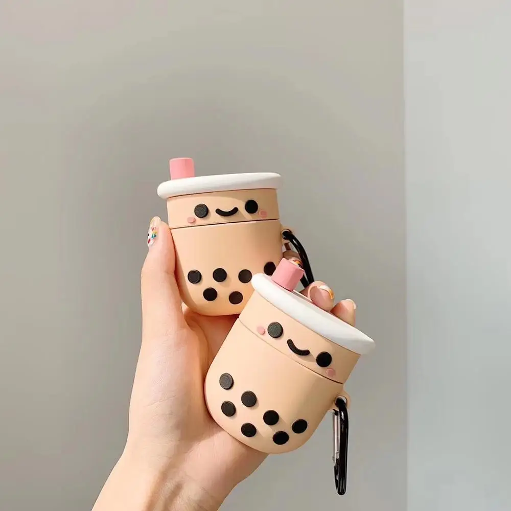 Для AirPods чехол Boba Milk tea беспроводной чехол для наушников для Airpods 2 Защитная крышка Милая бутылка для напитков с кольцом на палец