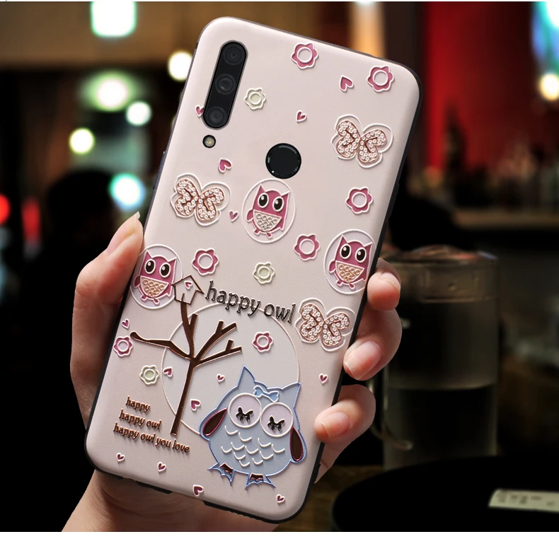 Enjoy10plus enjoy9plus граффити мультфильм сова кролик Бегемот, Лев слон картина маслом рельефный чехол для huawei enjoy 10 plus 9plus