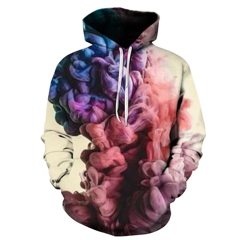 Black white smog 3D digital printing hoodie autumn latest Men Women casual long-sleeved pocket hooded sweatshirt Asian size - Цвет: WY-1329