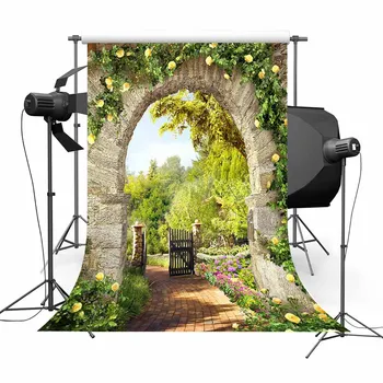 

Photography Background Spring Flower Garden Stone Arch Trail Backdrop Photo Studio Photocall Photophone Prop Photo Background