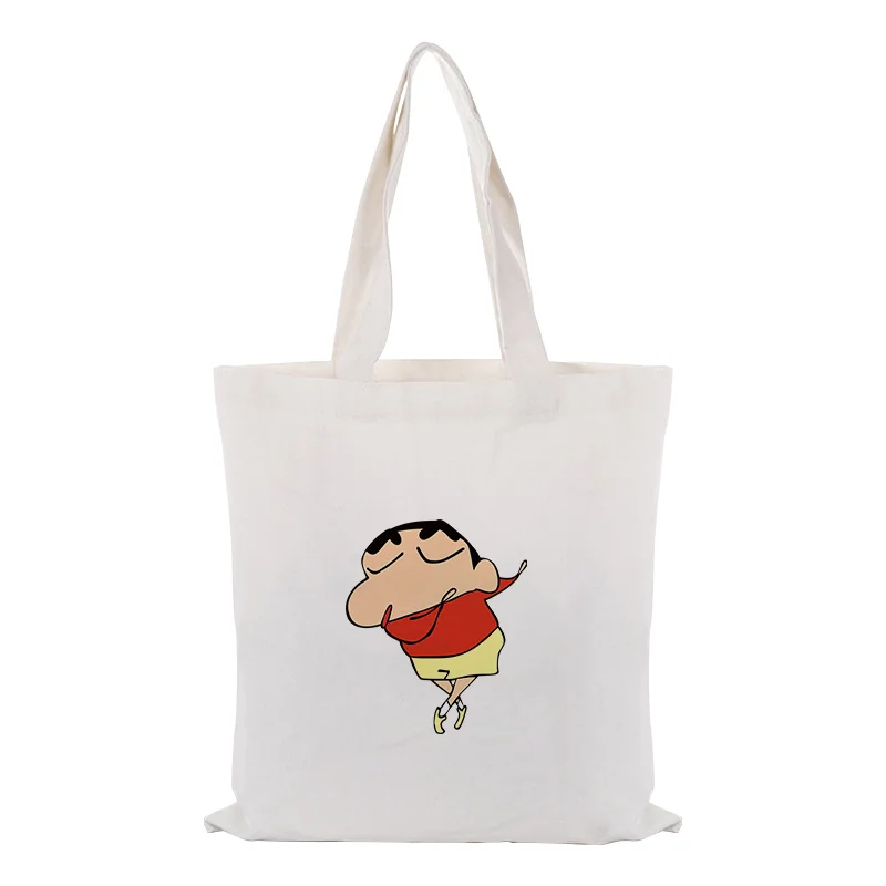 Crayon Shin-chan Холщовая Сумка-тоут текст DIY ежедневное использование пользовательский принт логотип сумка для покупок эко многоразовая утилизация