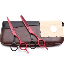 Ножницы для волос с индивидуальным логотипом 5,5 дюйма, красные режущие ножницы JP, филировочные ножницы, Профессиональные парикмахерские ножницы, Прямая поставка C1013