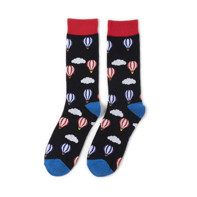 Носки женские с мультяшным воздушным шаром ракеткой покером до колена лимоном