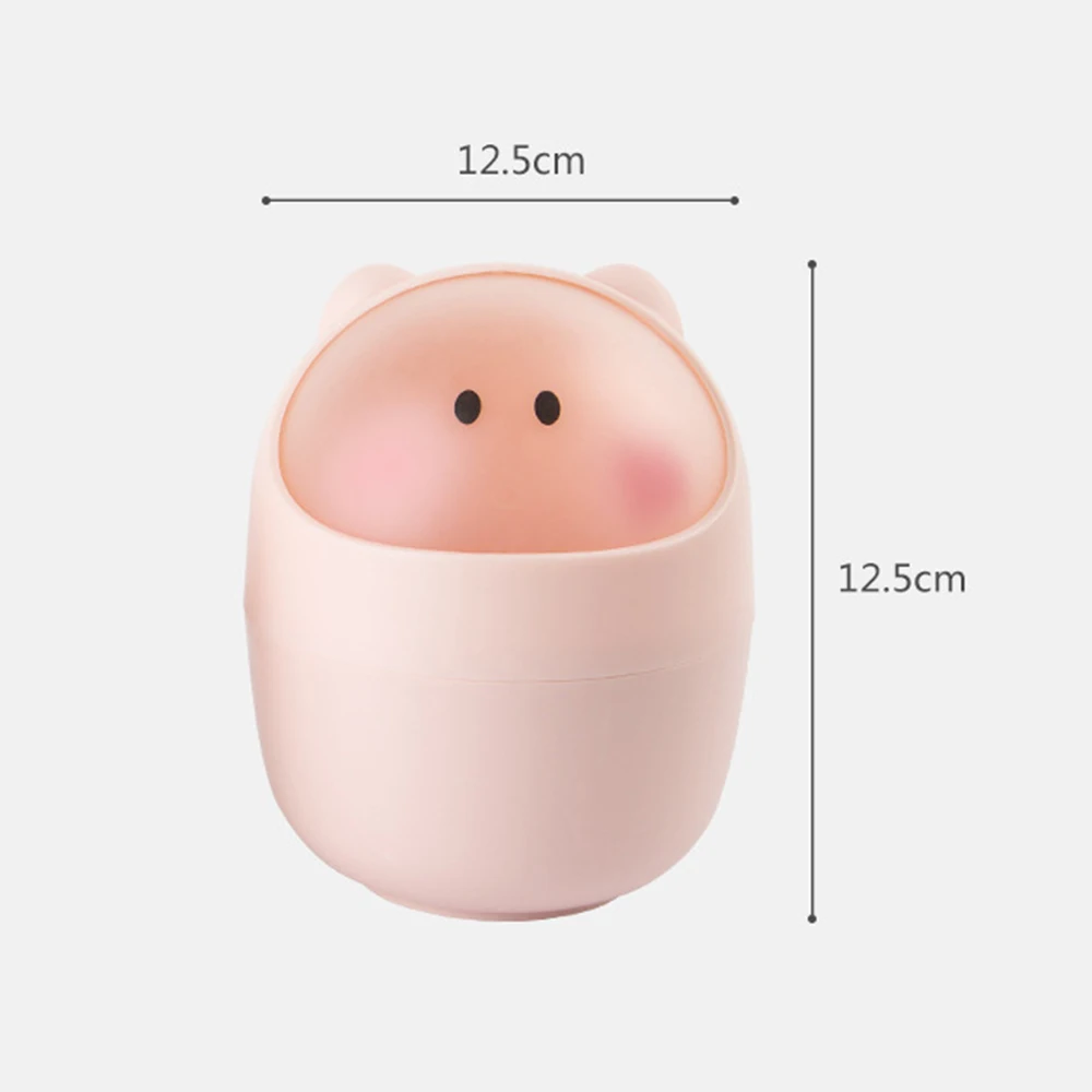 lovely Mini Waste Bin Rolling Cover Desktop Garbage Paper Basket Table Trash Container Case home living room office organizer