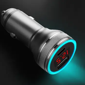 

Metal Car Charger Fast Charging Car Charger With Digital Display QC3.0 Dual USB 12V 24V Car Fast Adapter Car Accessories