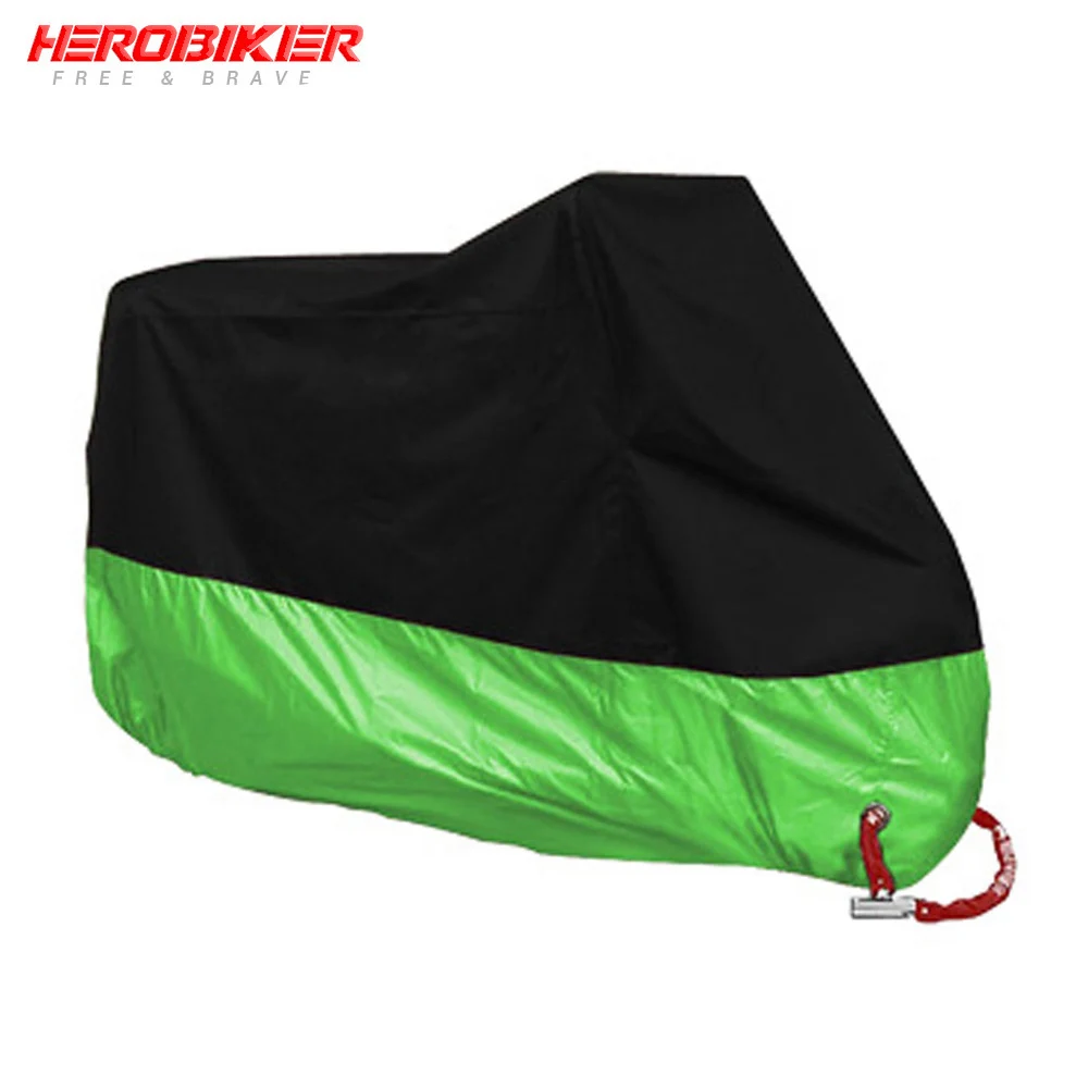 Green HEROBIKER мотоциклетный чехол для велосипеда всесезонный Водонепроницаемый Пылезащитный УФ защитный наружный внутренний мото скутер мотоциклетный дождевик - Цвет: Green