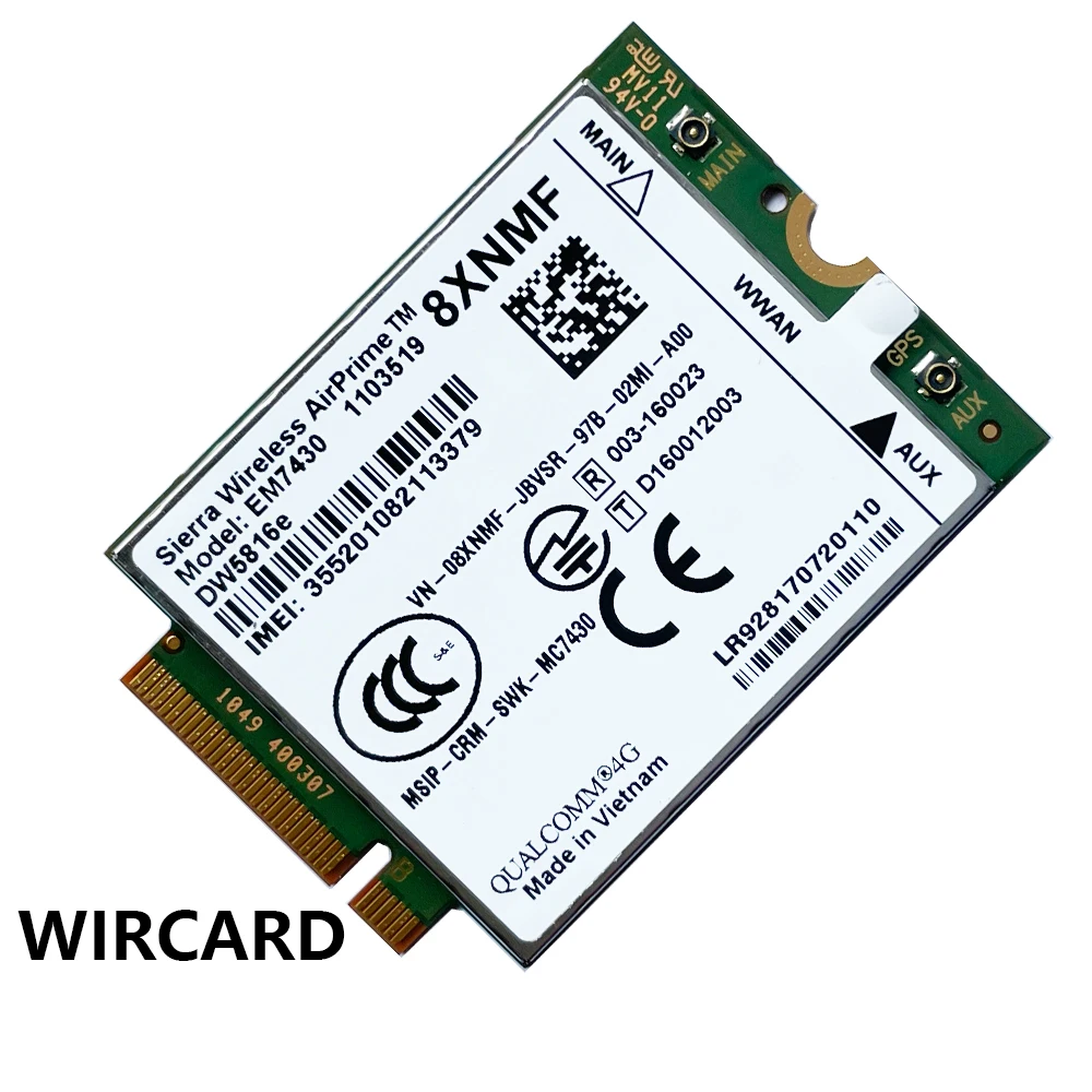 sim card modem usb WIRCARD EM7430 DW5816e FDD-LTE TDD-LTE 4G Card for Dell Laptop 7280 7285 7290 7389 7390 7480 7490 E7470 Cat6 300M 4G module 4g usb modem