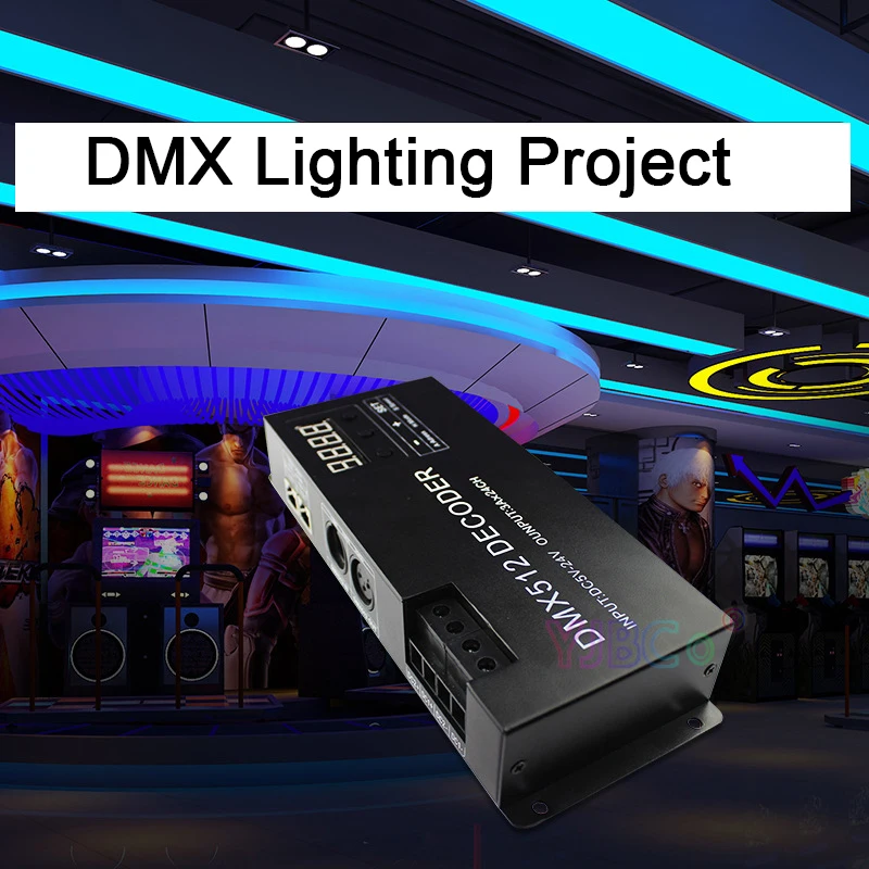 DC5V 12 в 24 в 24 канала DMX512 декодер 3A* 24CH одноцветная RGB Светодиодная лента контроллер освещения сцены ШИМ DMX512/1990 сигнал
