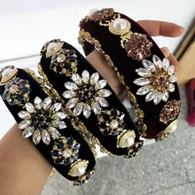 Барокко Индия Королевский Королева Король жемчуг свадебные фланелевые диадемы свадебные аксессуары для волос Стразы диадема выпускного вечера пышные короны