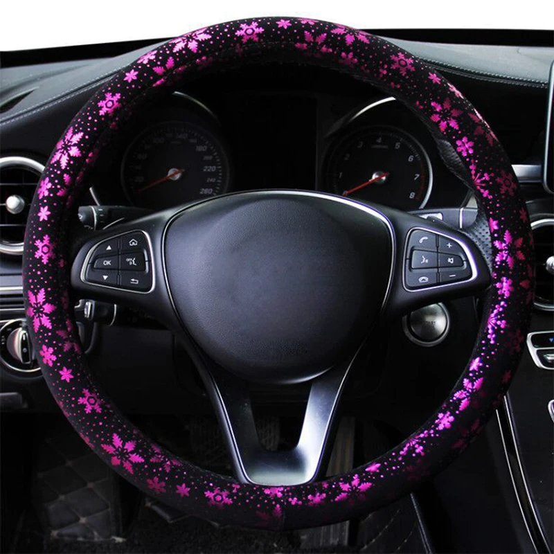 Girl Snowflakes Car Steering Wheel Cover For 37- 38 CM 14.5"-15" M Size Universal Steering-Wheel Auto Braid on Car Accessories